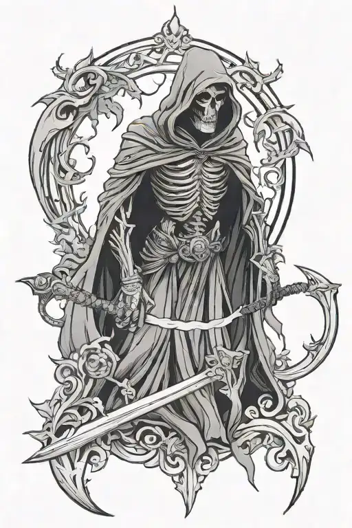grim reaper with a draco tattoo design idea