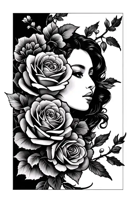 roses and Japanese style tattoo tattoo design idea