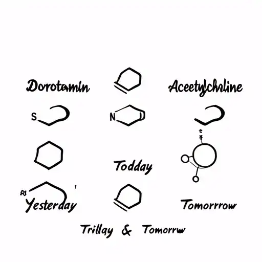 Serotonin, dopamine and acetylcholine in the form of a trilogy yesterday, today and tomorrow tattoo design idea