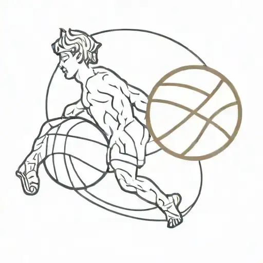 mix of a symbol of ancient Greece and basketball and boxing tattoo design idea