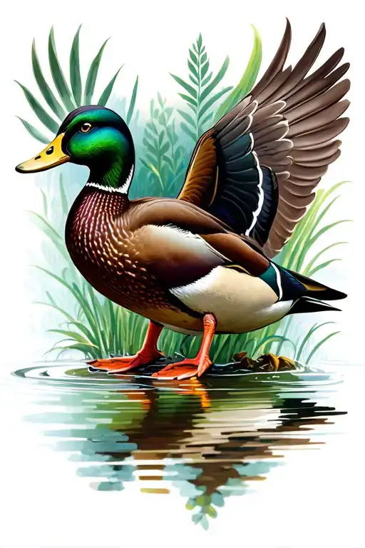 mallard duck scene tattoo design idea