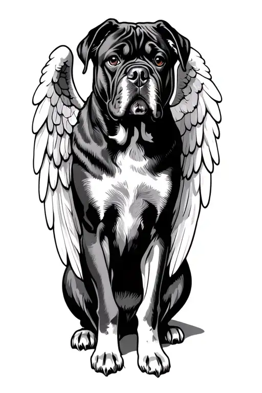 English mastiff dog angel wings tattoo design idea