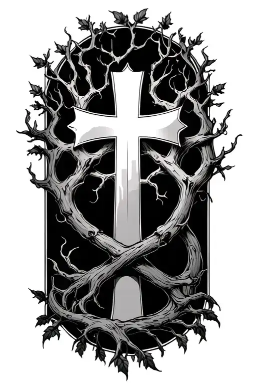 poison tree with cross intertwined tattoo design idea