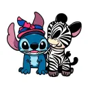 stitch and scrump with zebra pattern inspired tattoo design idea