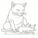 on a straight Line, a cat, a dog, a baby crawling and a little girl tattoo design idea