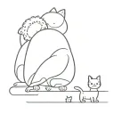 on a straight Line, a cat, a dog, a baby crawling and a little girl tattoo design idea