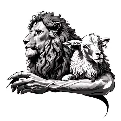 Christian forearm tattoo. Jesus, lion of Judah, lamb of God, masculine tattoo design idea