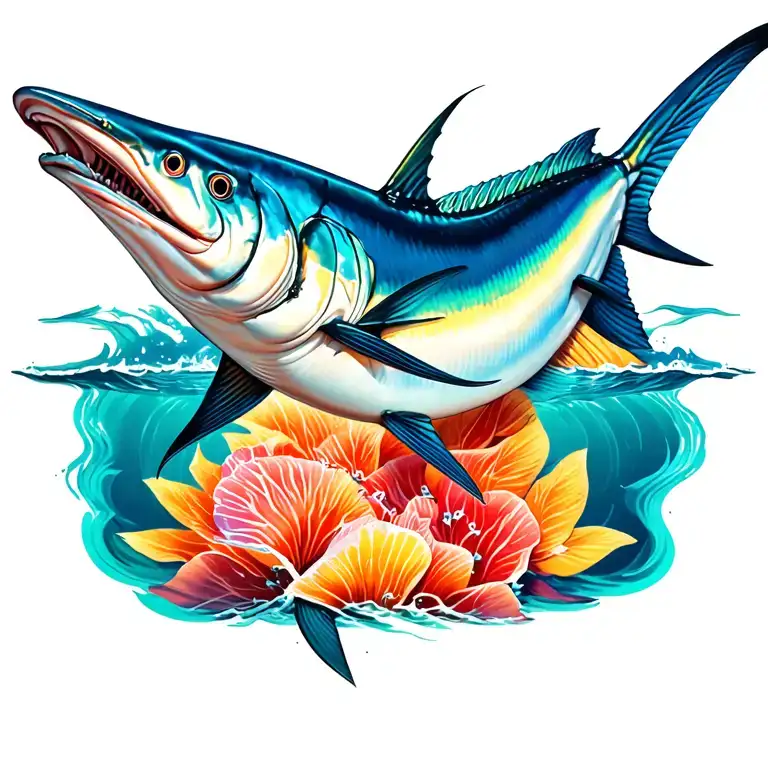 blue marlin fish tattoo design idea