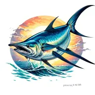 blue marlin fish tattoo design idea