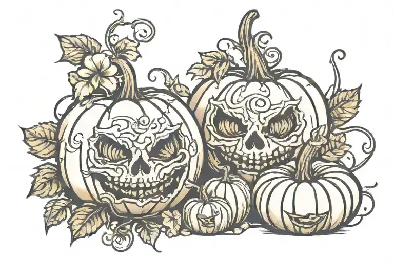 pumpkins with vines growing tattoo design idea