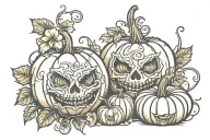 pumpkins with vines growing tattoo design idea