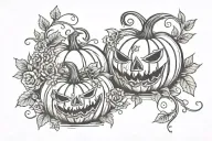 pumpkins with vines growing tattoo design idea