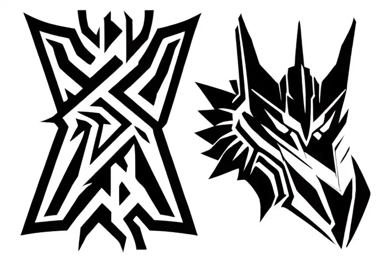 Decepticon logo incorporated into succubuss crest tattoo design idea