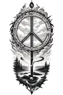 peace and lightining storm and time and nature and golf course  tattoo design idea