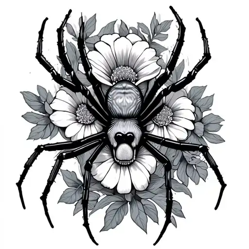 cane corso flowers and a spider tattoo design idea