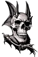 fruit bat winged skull tattoo design idea