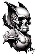 fruit bat winged skull tattoo design idea