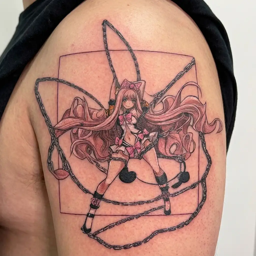 nude hentai maid girl in chains tattoo design idea