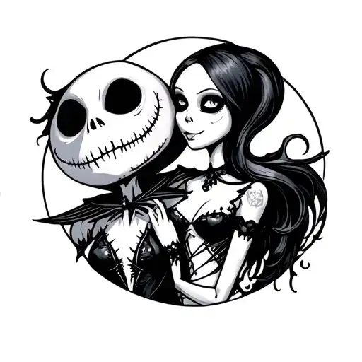 Jack Skellington and Sally et Zero tattoo design idea