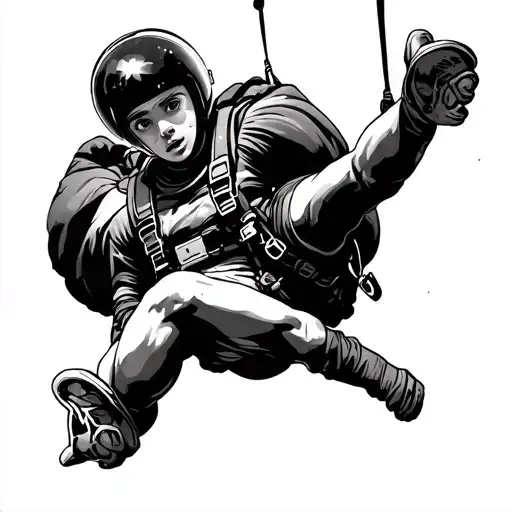 skydive under canopy tattoo design idea
