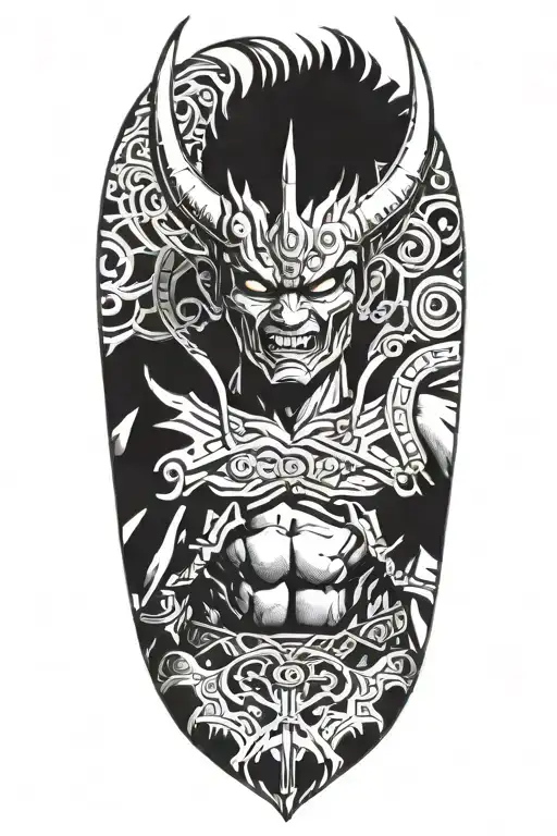 Yoshimitsu Tekken Half Body tattoo design idea