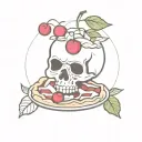 cherry pie with skull  tattoo design idea