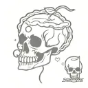 cherry pie with skull  tattoo design idea