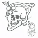 cherry pie with skull  tattoo design idea