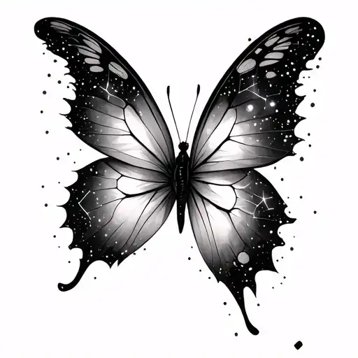 fading butterfly with Lyra constellation tattoo design idea