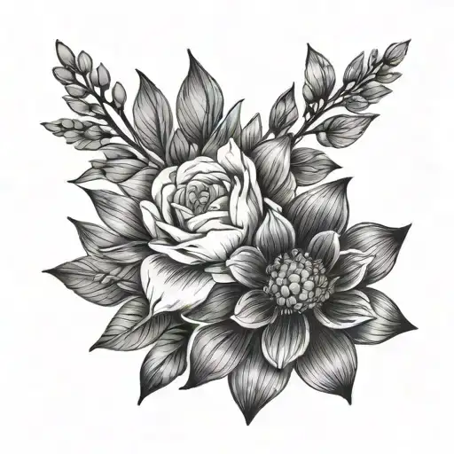 July and August birth flower combo tattoo minimal tattoo design tattoo design idea