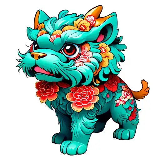 Japanese foo dog tattoo design idea