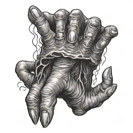 A demonic hand reaching out from the shadows tattoo design idea