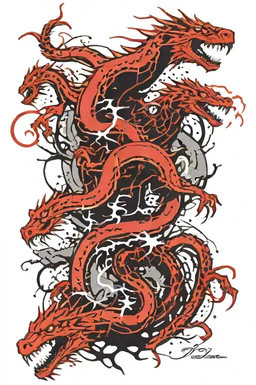 hydra with a lightning storm tattoo design idea