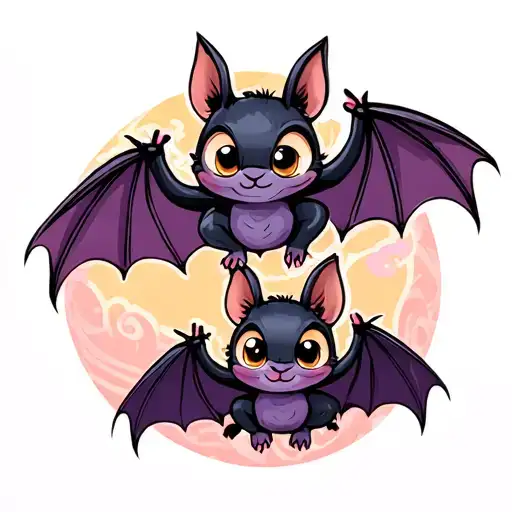 two cute bats tattoo design idea