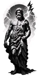 Zeus holding a lightning bolt tattoo design idea