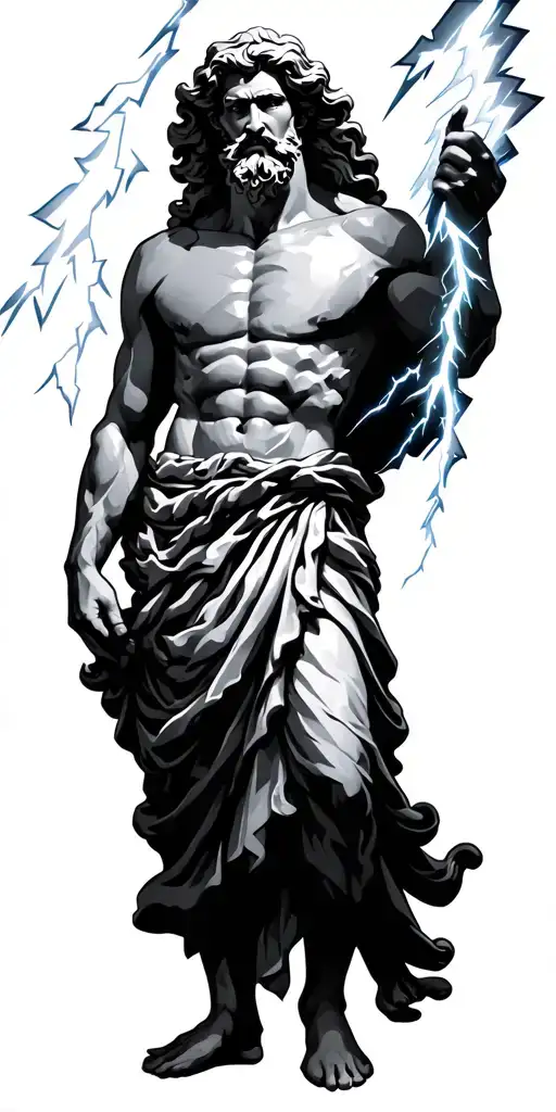 Zeus holding a lightning bolt tattoo design idea