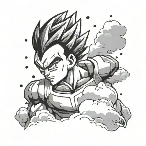 Vegeta in the rain cloud tattoo design idea