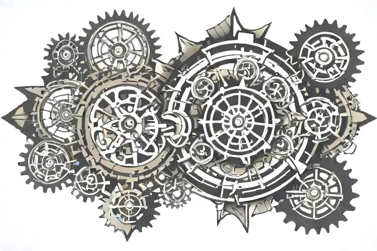 steampunk industry tattoo design idea