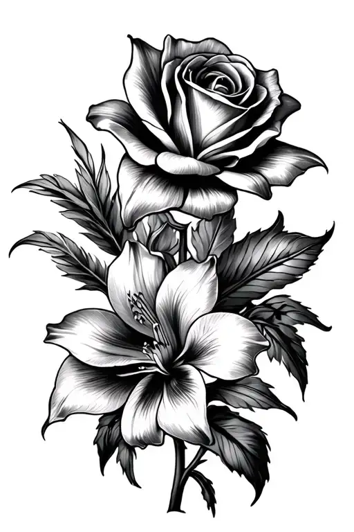 black and white spine skinny tattooo collection of tulips stargazer Lilly,  rose, arbatax lily, orchid  tattoo design idea
