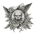 an image that represent suffering in silence + wisdom tattoo design idea