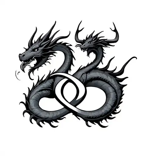 earth dragon infinity symbol with taurus zodiac sign tattoo design idea