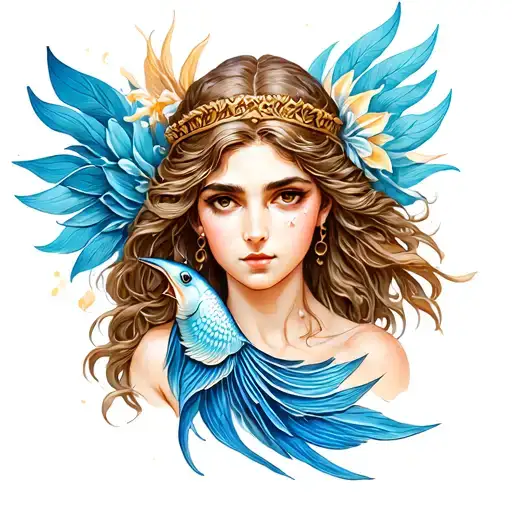 Greek goddess Pisces tattoo design idea