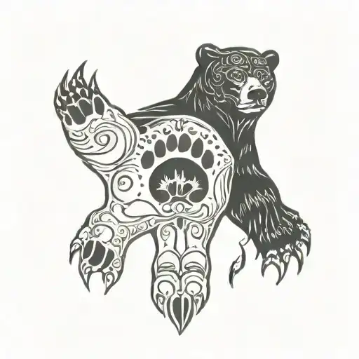 black bear paw with spirit bear inside it tattoo design idea