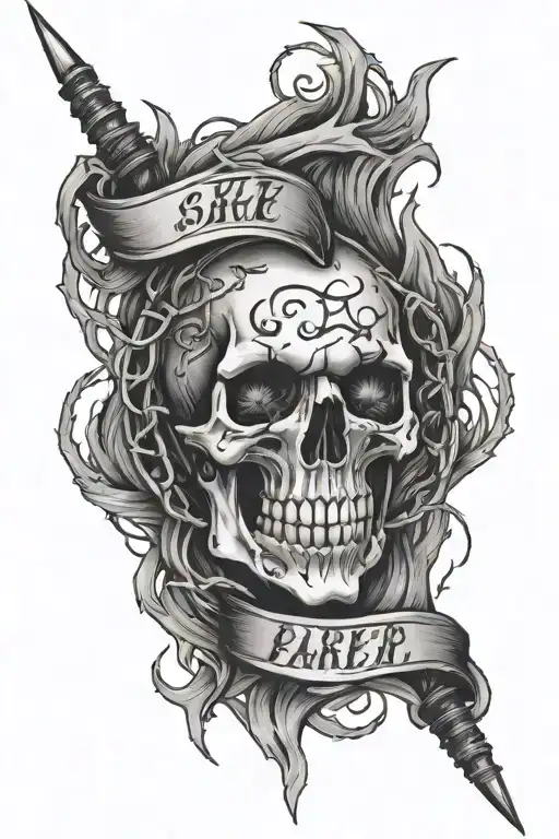 surname with barbwire and flames arm tattoo design idea