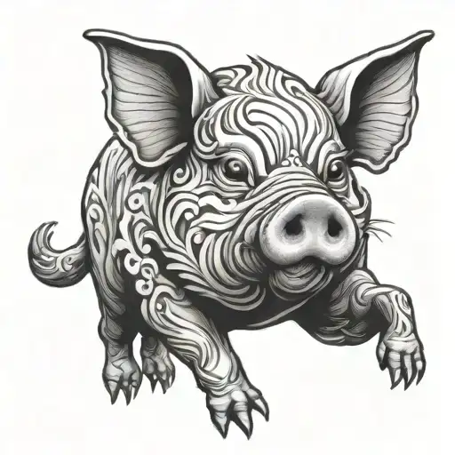 Japanese Pig tattoo design idea