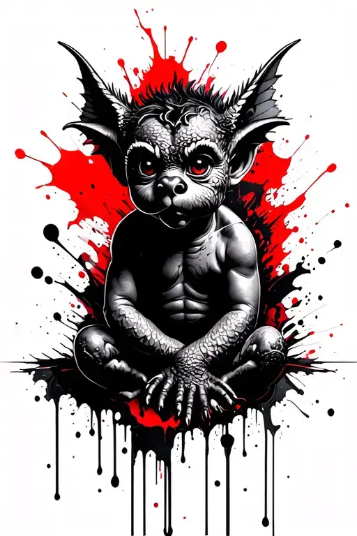 baphet cute baby gargoyle tattoo design idea