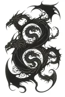 Twin dragons going tattoo design idea