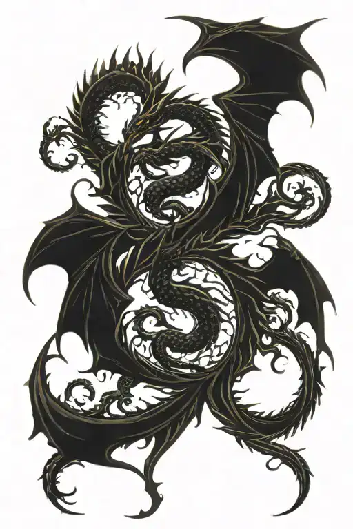 Twin dragons going tattoo design idea