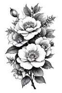 Grandmother and Granddaugther matching tattoo - integrating the hawthorn flower and carnation flowers. tattoo design idea