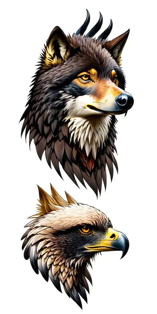 Wolf And Eagle tattoo design idea